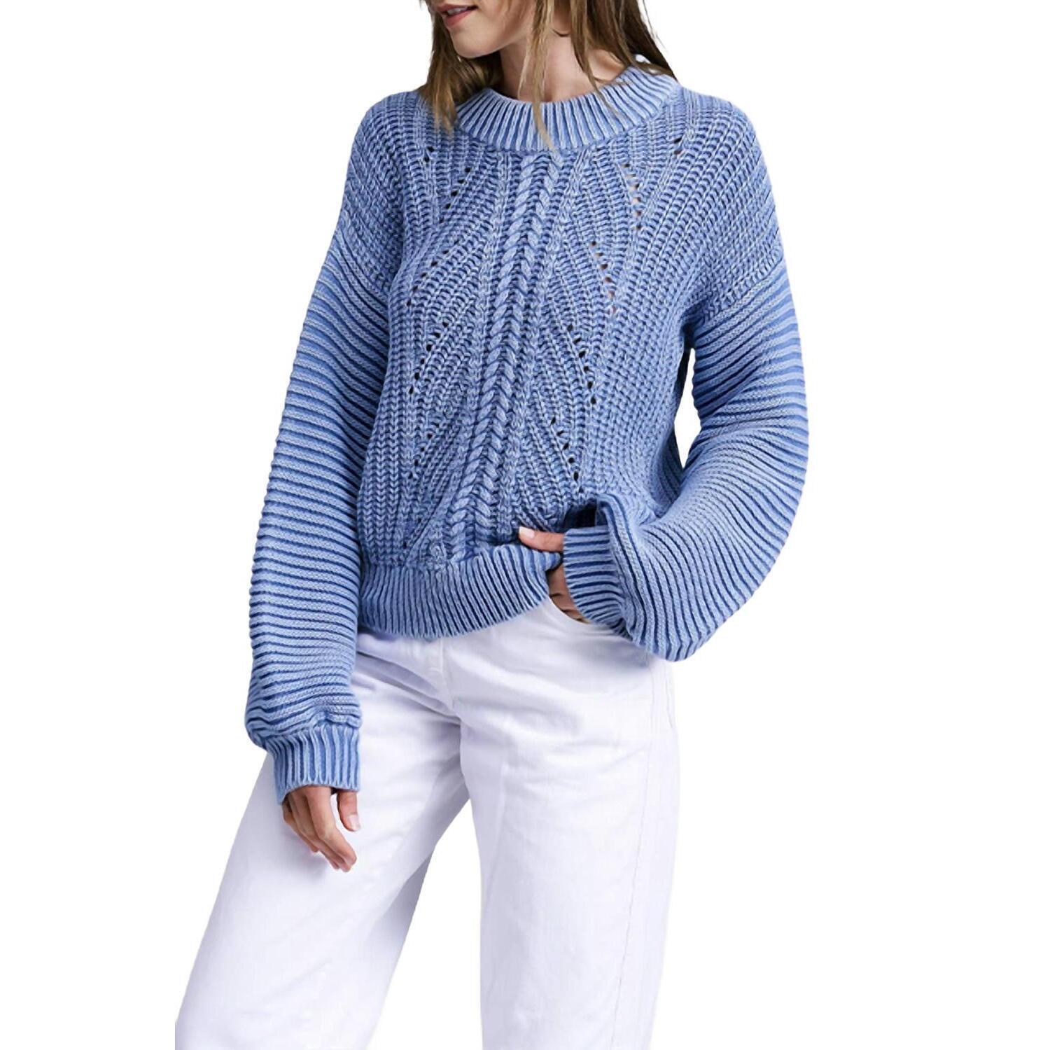 New Flat White Ternay Mineral Wash Ribbed Sweater In Acid Blue